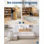 Canapé modulaire en L modulaire avec méridienne, canapé Cloud, tissu velours côtelé, beige-965650986