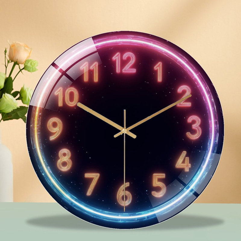 Horloge murale de style néon
