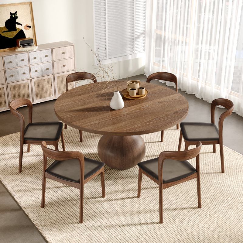 Ensemble de salle à manger 4/6 personnes, H 29,52 po x l 59,05 po x P 59,05 po, 7 pièces : table, 6 chaises