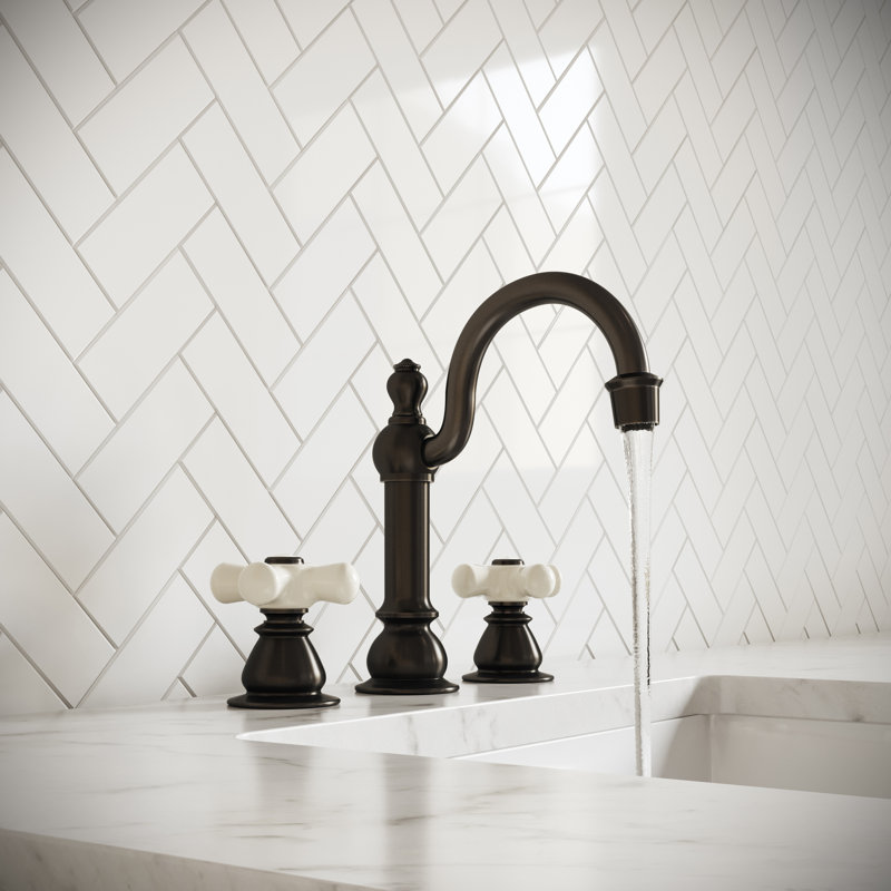 2-handle Bathroom Faucet with Drain Assembly, Oil-Rubbed Bronze, Porcelain Cross
