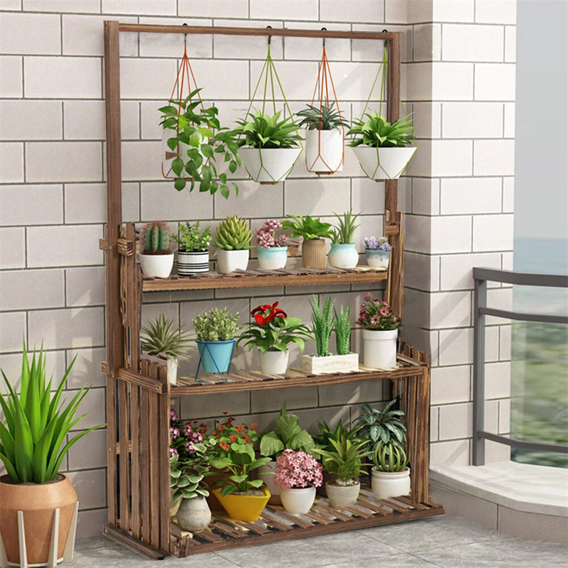 Eliza-May Wood Weather Resistant Plant Stand