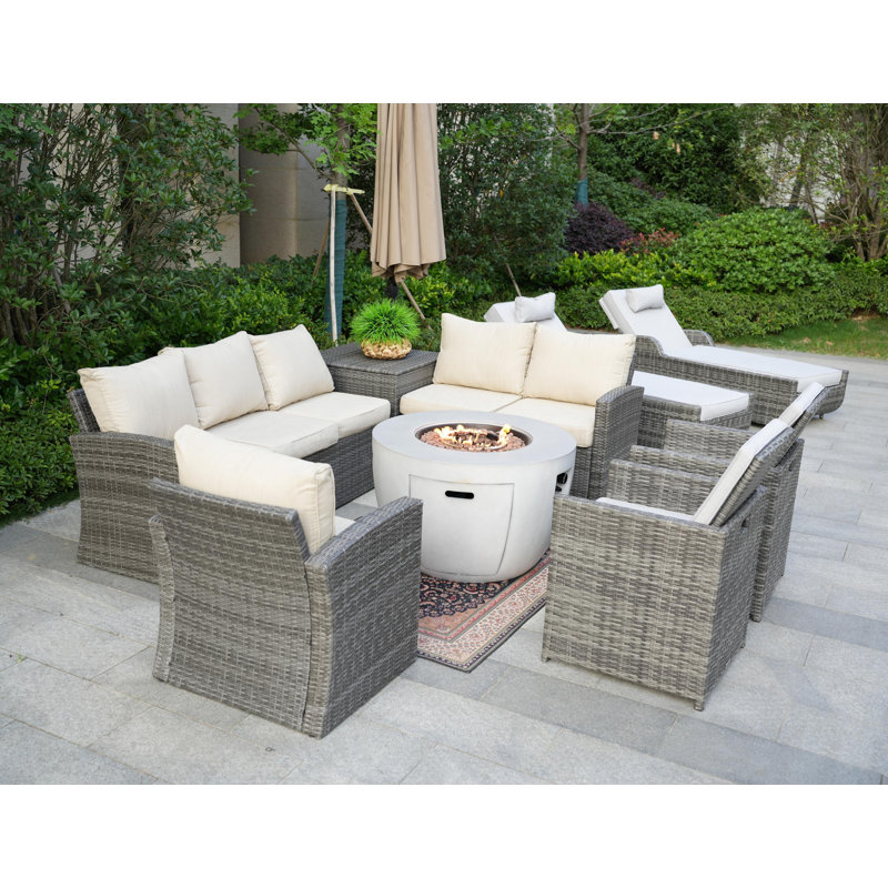 - Person Patio Conversation Set with Cushions, Gray