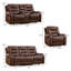 Ensemble de salon inclinable manuel en similicuir 3 pièces avec rangement et console cachée-1058019387