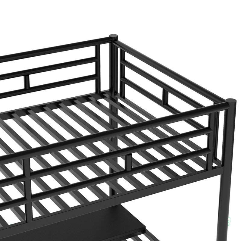 Structure de lit mezzanine en métal avec bureau, aucun sommier nécessaire, simple