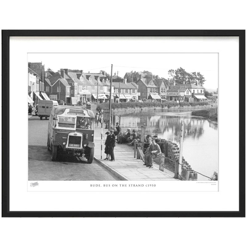 Bude, Bus On The Strand C1950 - Single Picture Frame Print on Wood, 28cm H x 36cm W x 2.3cm D