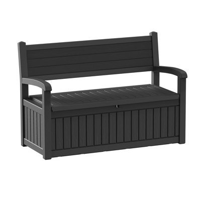 Emperic Design 70 Gallon Storage Bench Durable Sturdy Resin Outdoor Storage Deck Box For Furniture And Supplies (Black) by Emperic Design