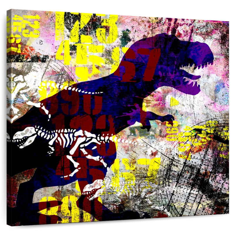 Crowle Painted Dino II Grunge, 16" H x 16" W