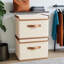 2 grands paniers de rangement pliables pour placard, couvercles et poignées, boîtes de rangement décoratives, contenants en tissu pour le salon, dortoir-257251338