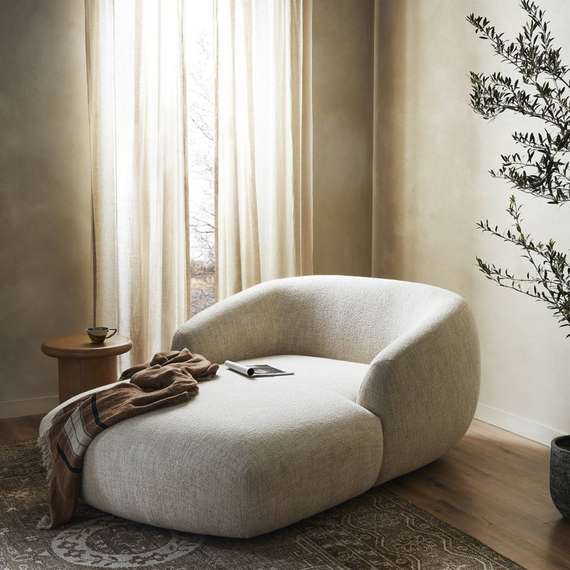 Chaise longue rembourrée Isabela Galilee, 97% polyester / 3% lin lin Laughlin