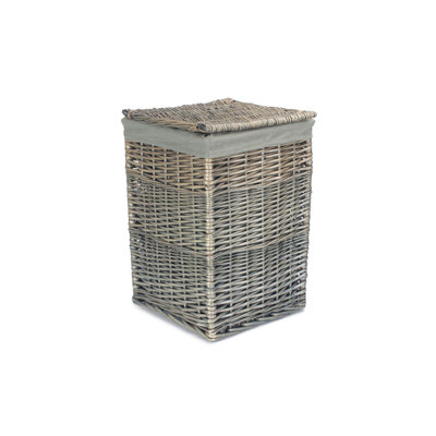Wicker Square Laundry Basket with Sage Lining