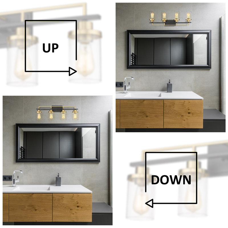 Dimmable Vanity Light, 4, Matte Black/Gold