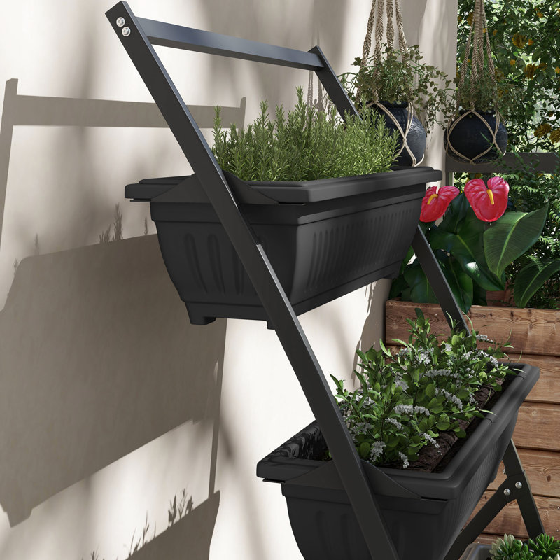 Raised Garden Bed - Jardinière verticale à 4 niveaux pour légumes, fleurs et herbes qui poussent en noir