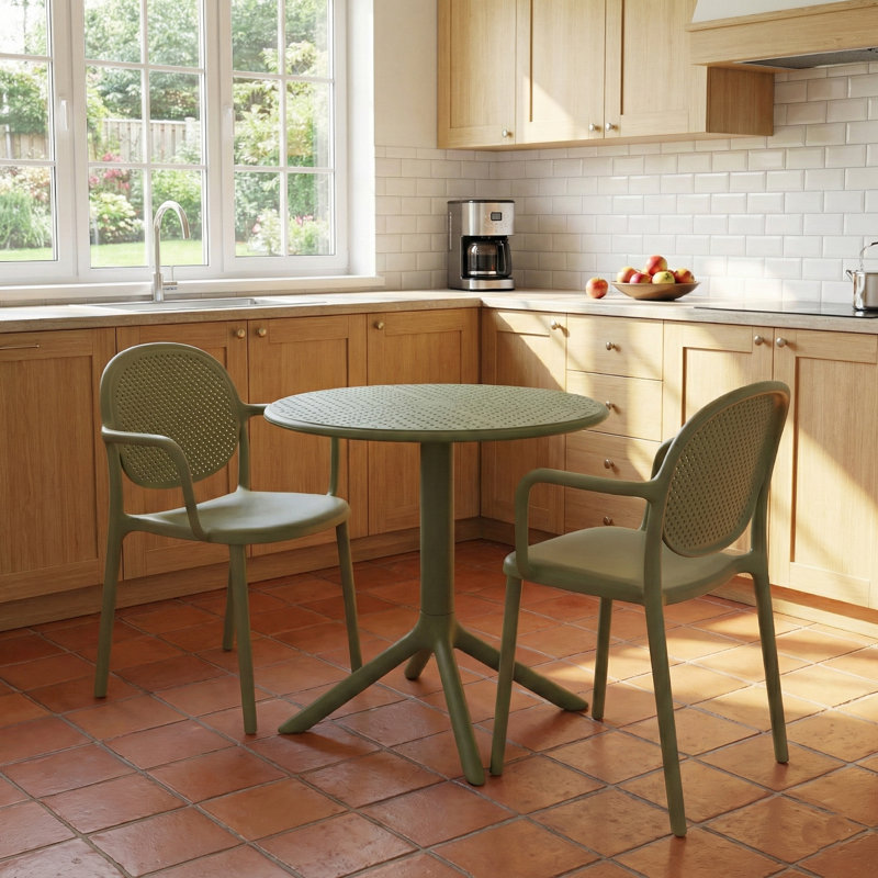 2 - Person Patio Dining Set with Round Table, Green