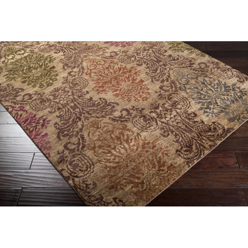 Tapis brun clair noué à la main Urrutia Ikat, Rectangle 2 pi x 3 pi