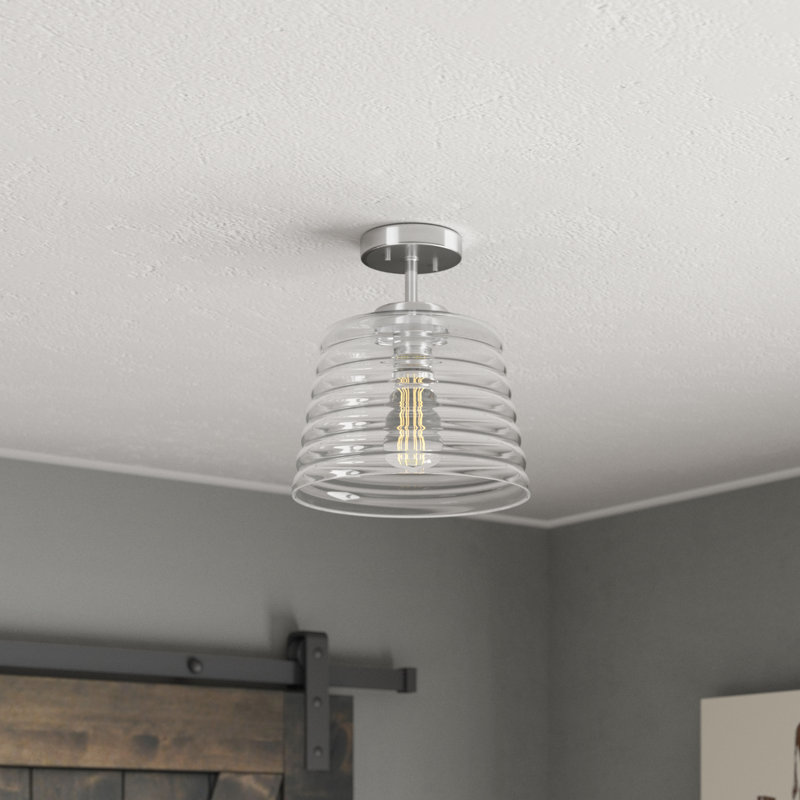 Plafonnier semi-encastré à 1 lumière de 10 po Dane, Chrome