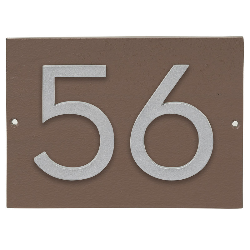 Plaque d’adresse murale sur 1 ligne flottante, Sable, Argent, Oui