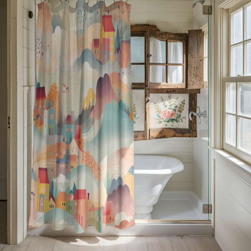Painted Village - Rideau de douche Premium, L 71 po x L 74 po