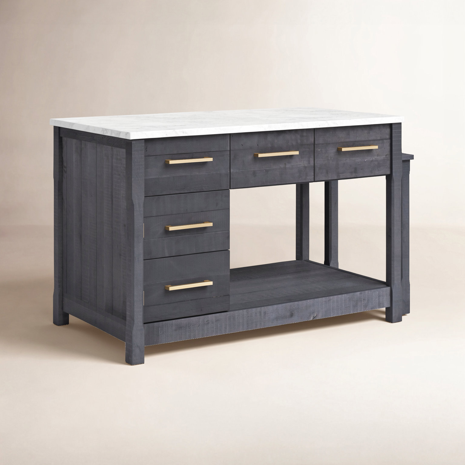 Karelia Kitchen Island, Marble/Black