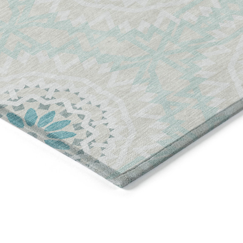 Tapis intérieur / extérieur en polyester tissé à la machine Kayala, Rectangle 10 pi x 14 pi