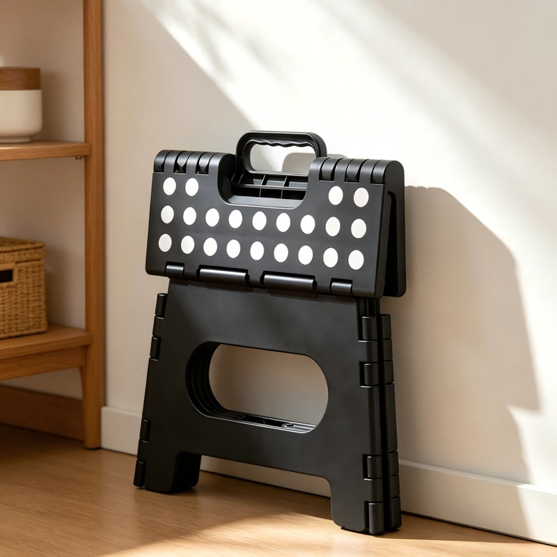 This Multi-Functional Folding Footstool Is Sturdy, Safe, And Reliable. Suitable For Both Adults And Children, It's Easy To Open And Close, And Can Be Placed In Various Spaces Throughout The House. (Black)