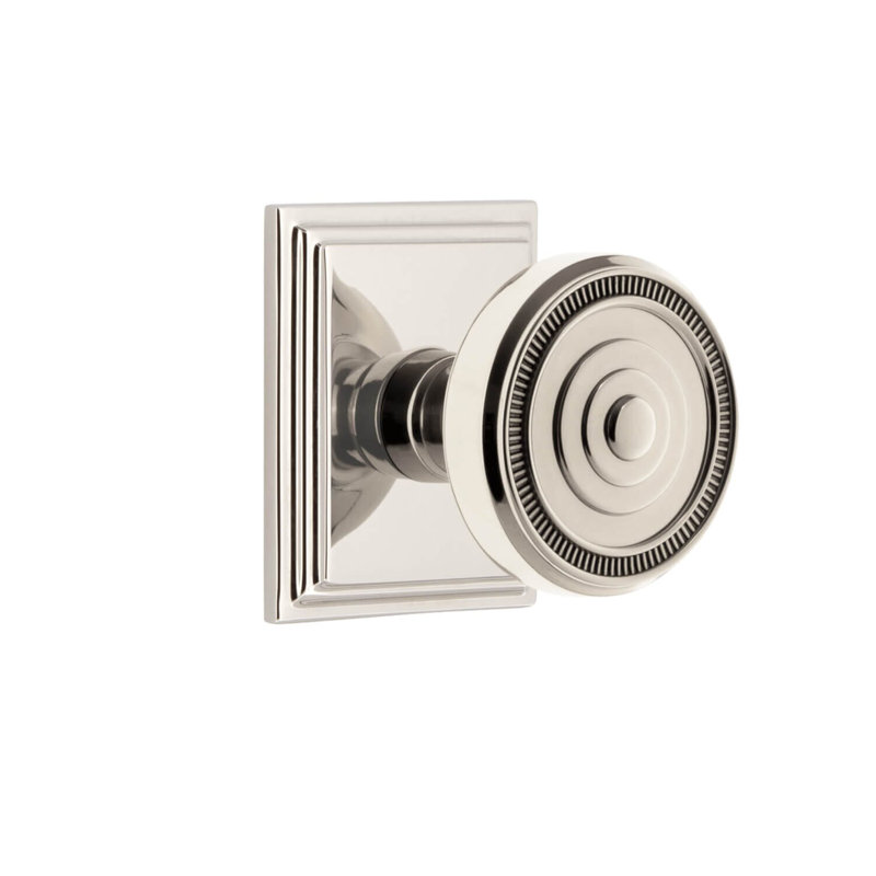 Rosette Grandeur Carré avec bouton Soleil, Nickel poli