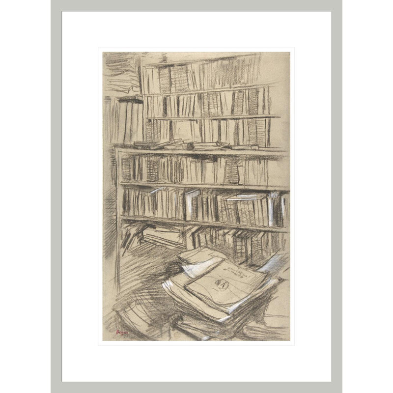Bibliothèque par Edgar Degas - Impression sur toile encadrée, H 21,75 po x l 16,15 po