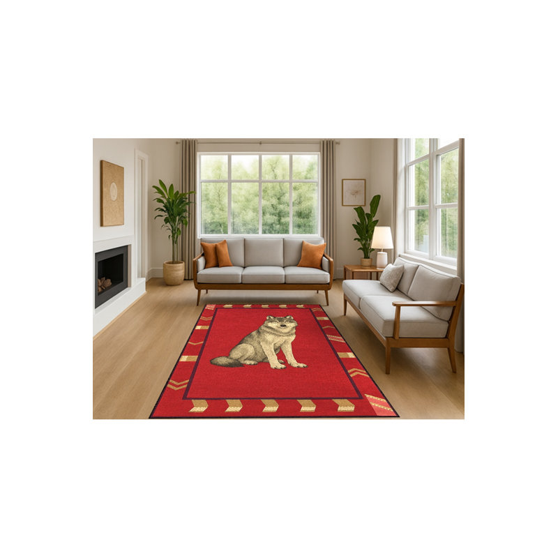 Tapis tissé à motif de tigre rouge Mosso, 3'3" x 4'11"