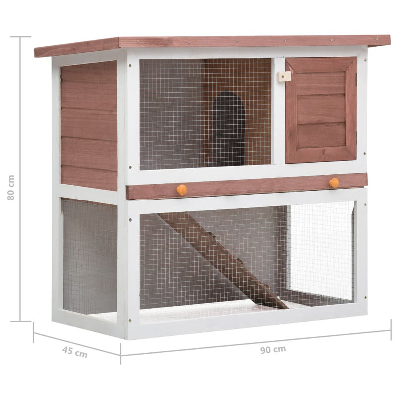 Jaron Weather Resistant Rabbit Hutch, Brown