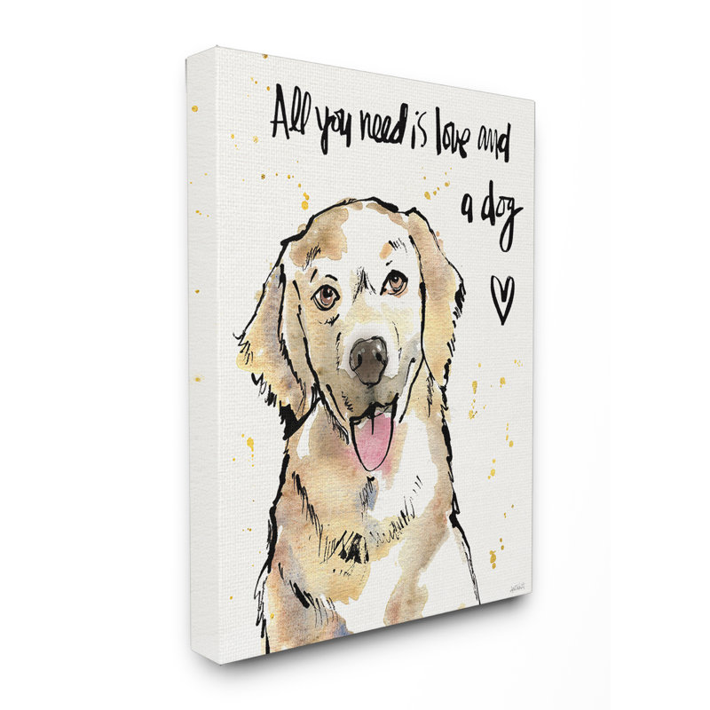 «All You Need is Love And a Dog», illustration sur impression, H 20 po x l 16 po, Toile tendue