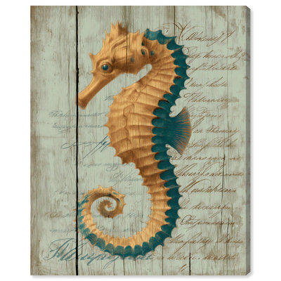 «Seahorse Scroll II», reproduction d'art sur toile par Art Remedy, 36 x 45