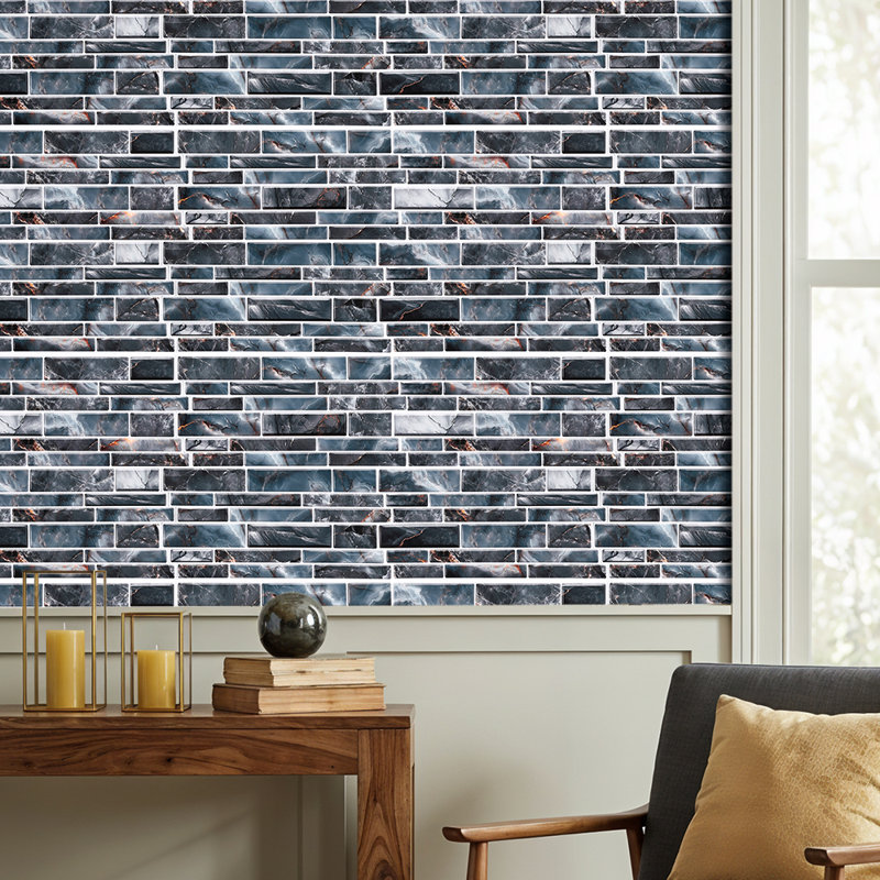 20Pcs Self-Adhesive Wall Tile Stickers with Marble Effect, Grey