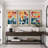 Abstract Vibrant Color Blocks "Contemporary Bold Orange Blue Abstract Artwork, Mid Century Modern Boho Pictures, 3 Pieces Canvas Giclee Digital Print Wall Art"  -100707258-100707259