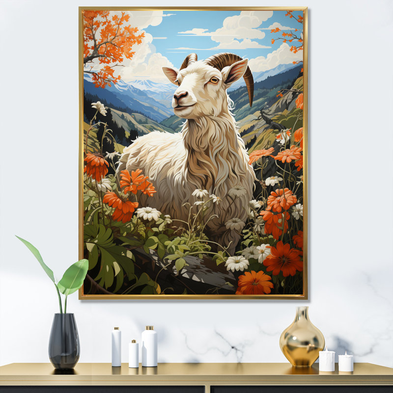 Urick Goat Mountain Guardian Pastoral I sur impression sur toile, Cadre flottant doré, H 20 po x l 12 po x P 1 po
