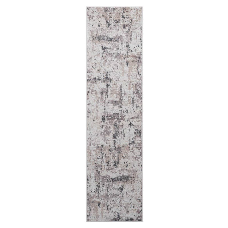 NAAR PAYAS Collection 2X8 Cream / Brown / Abstract Runner Rug, Runner 8' x 2'2"
