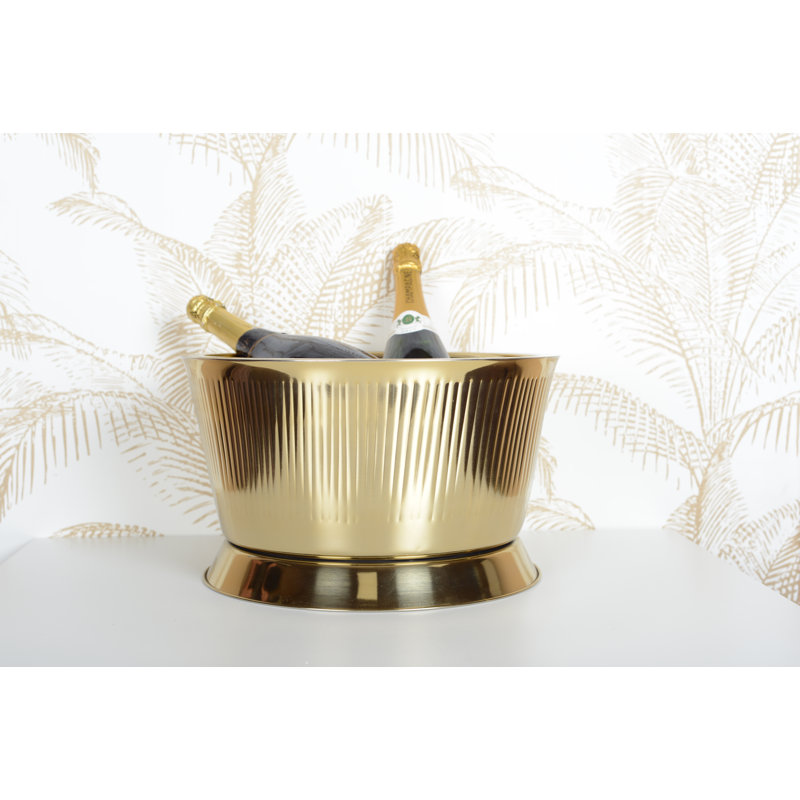 GOLD BEVERAGE TUB WITH RIBBED PATTERN