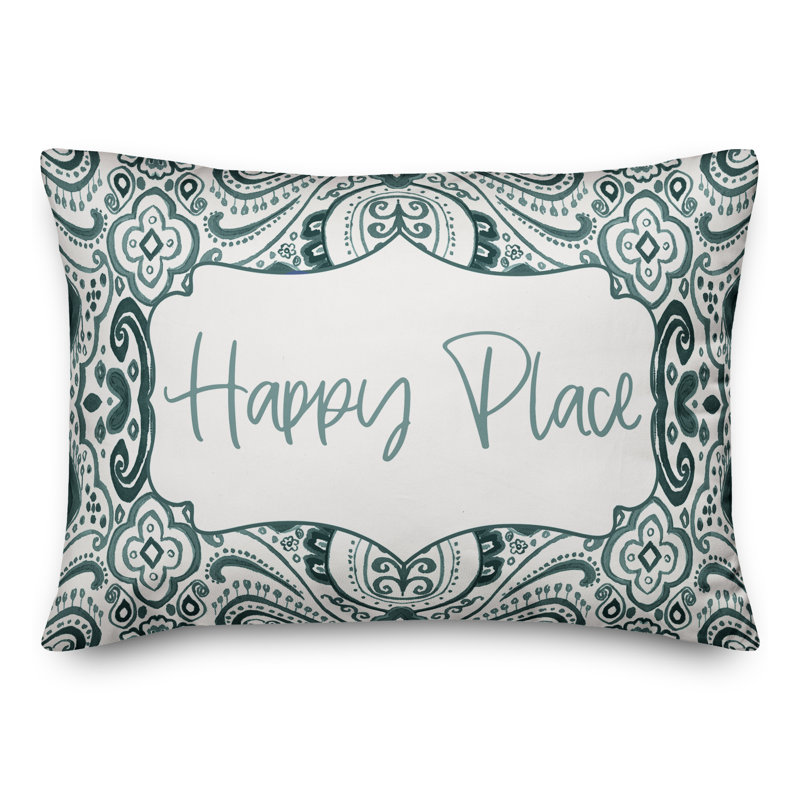  Housse de coussin rectangulaire et insert Happy Place, Bleu sarcelle