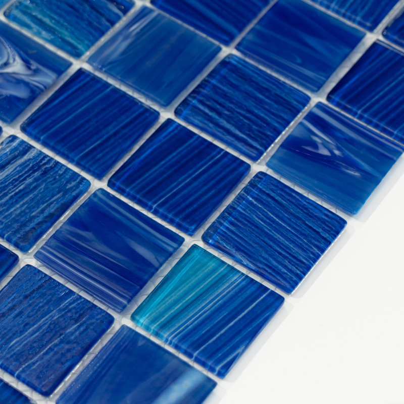 Carreau de mosaïque en verre de qualité supérieure texturé à bords droits de 1,4 po x 1,4 po, Mer Arctique