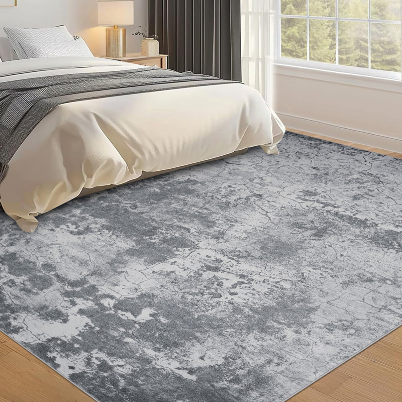 Area Rugs Washable Area Rug for Living Room Bedroom Dining Room Neutral Modern Abstract Carpet Non-Slip Floor Rug, Gray