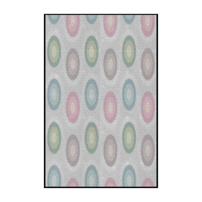Tapis décoratif gris à pois, Rectangle 8 pi x 12 pi