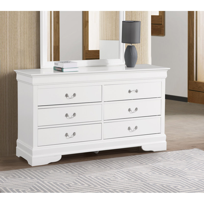 Commode double à 6 tiroirs de 60 po de largeur Citronelle, Blanc