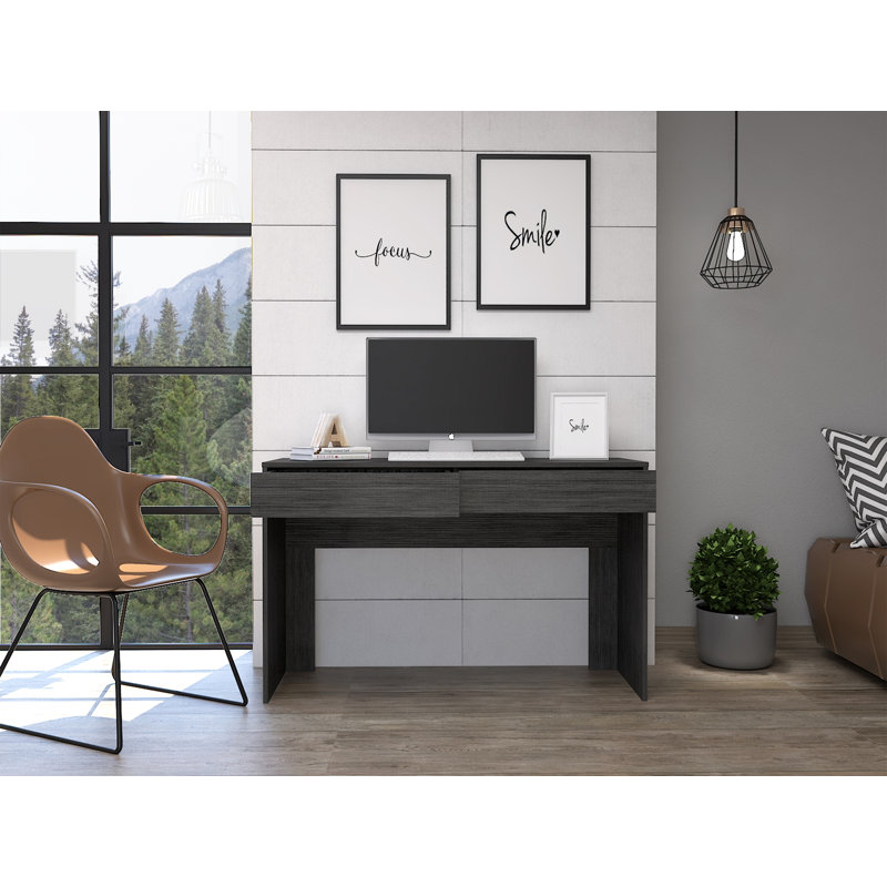 Bureau d'ordinateur, bureau à deux tiroirs, Gris