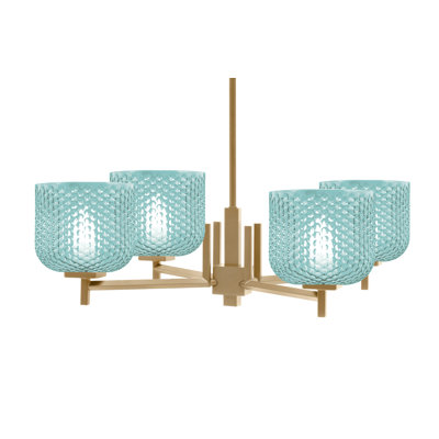 Fausley 4 Light Chandelier Shown In  With 6" Turquoise Textured Glass