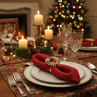 Anneaux de serviette sur le thème de Noël et pinces à serviette décoratives en forme de renne