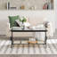 Table basse à plateau en verre 39,4 "avec tablette en rotin ABS-641936104
