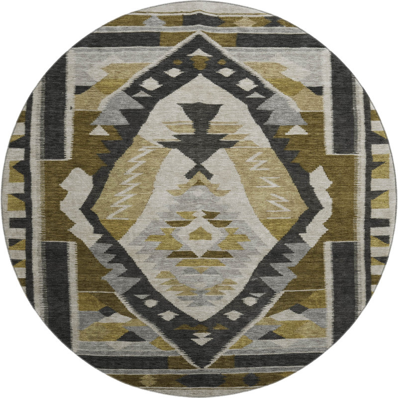 Premium Machine Washable Mayfield Tribal Rug, Round 8'