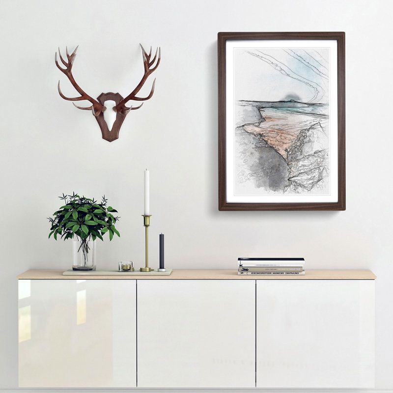 Tolcarne Beach in Newquay - Picture Frame Painting Print, 87cm H x 62cm W x 2cm D, Walnut Framed