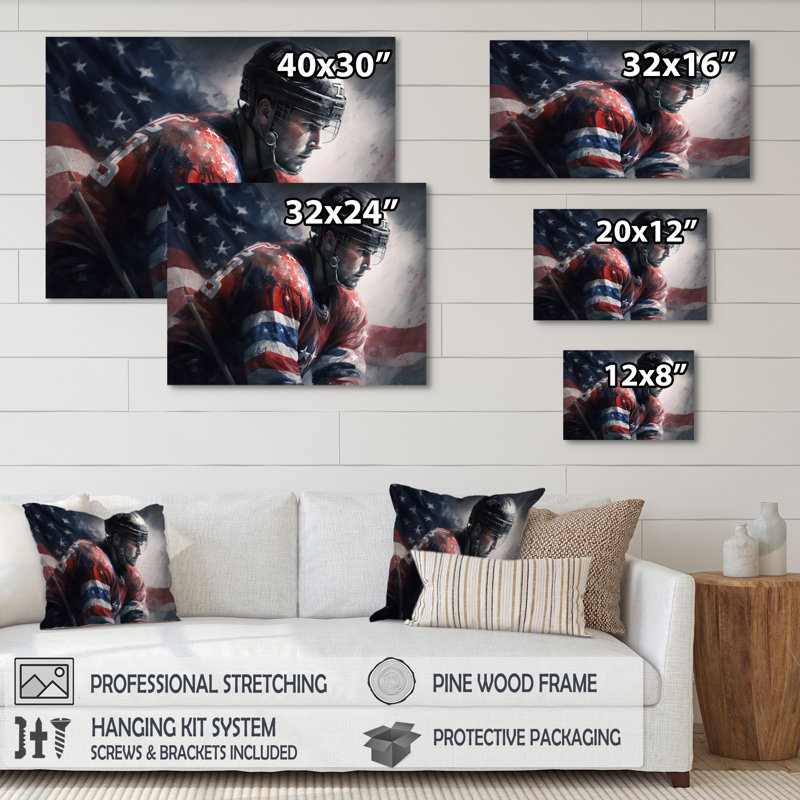 «Hockey Player On Break III», impression sur toile, H 30 po x l 40 po x P 1,5 po, Toile tendue