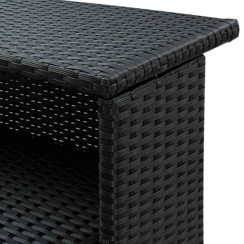 Bar Table Outdoor Counter Height Pub Table with 2 Shelves PE Rattan, Black