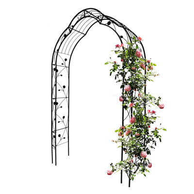 Garden Trellis Arch Black - Decorate With Leaves, 15.03 In. Wide, Metal For Events Lights, 99.84 Tall,