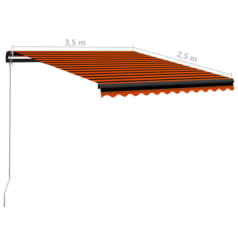 Dakota Fields Anthracite Cover Retractable Patio Awning, Orange/Brown, 2.5m W x 3.5m L